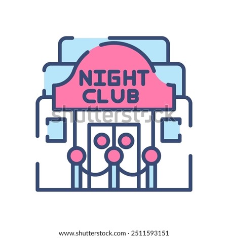 Night Club Fill Color Icon, Vector illustration