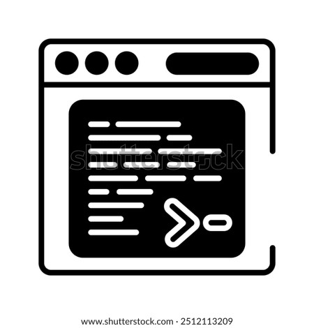 CLI Interface Glyph Icon, Vector illustration