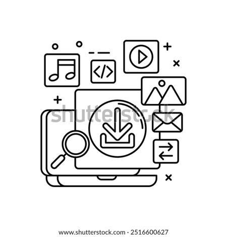 Download Outline Icon, Vector illustration