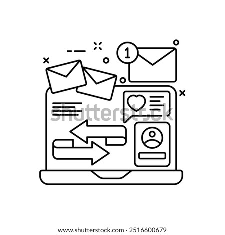 Mail Reply Outline Icon, Vector illustration