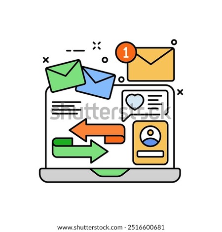 Mail Reply Glyph Icon, Vector illustration