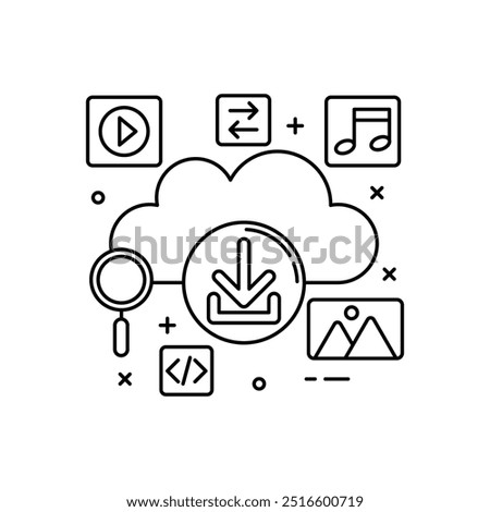 Cloud Download Outline Icon, Vector illustration