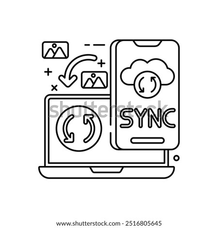 Syncing Outline Icon, Vector illustration