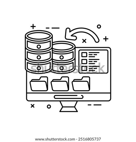 Database Sync Data Outline Icon, Vector illustration