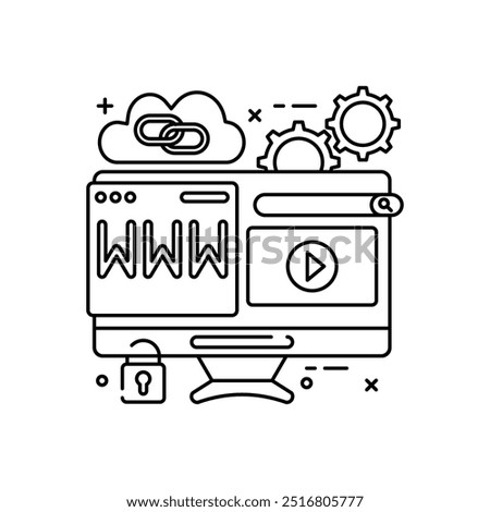 Cloud Link Outline Icon, Vector illustration