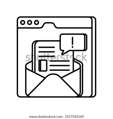 Email Alert Outline Icon, Vector illustration