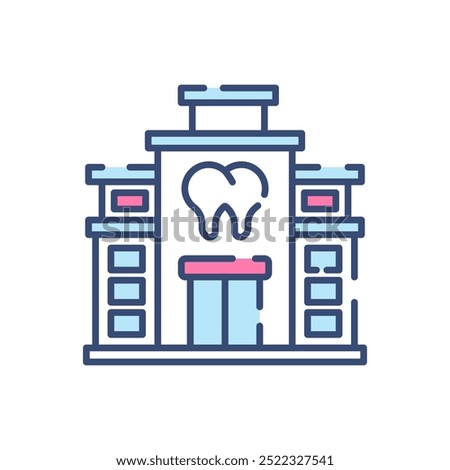 Dental Hospital Fill Color Icon, Vector illustration