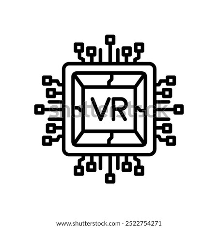 VR Chip Outline Icon, Vector illustration