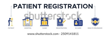 Patient registration banner web icon vector illustration concept with an icon of patient, hospital, clinic, registration, ID card, and health insurance