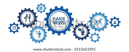 Fake News and Disinformation Prevention Banner with Rumor Control, Chaos Management, and Clarity Icons