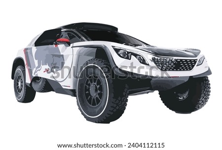 RC car toy sport modify race rally jump action art off road 3d 4wd 4x4 logo big tyres wheels sign symbol style emblem racing iconic isolated black white design red bull graphic icon vector template