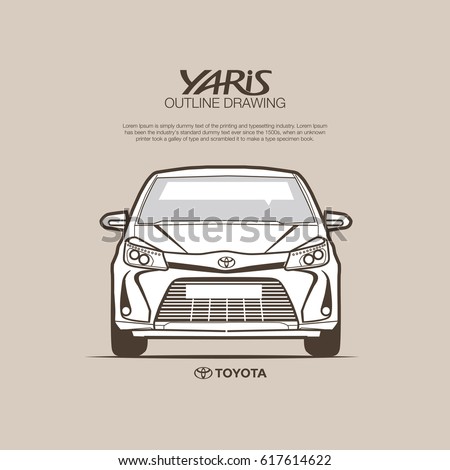 Toyota Yaris front view vector outline