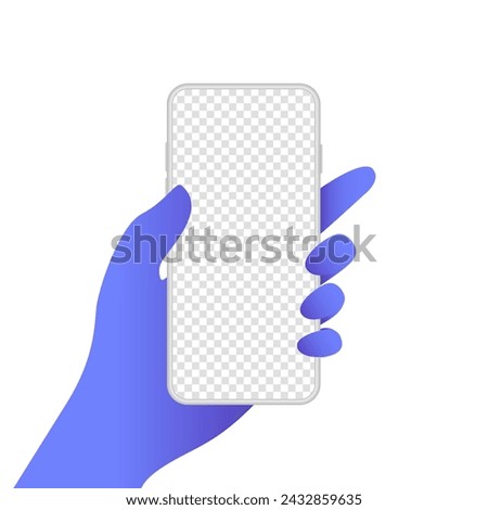 Dark Blue Hand is Holding a Phone. Vector illustration