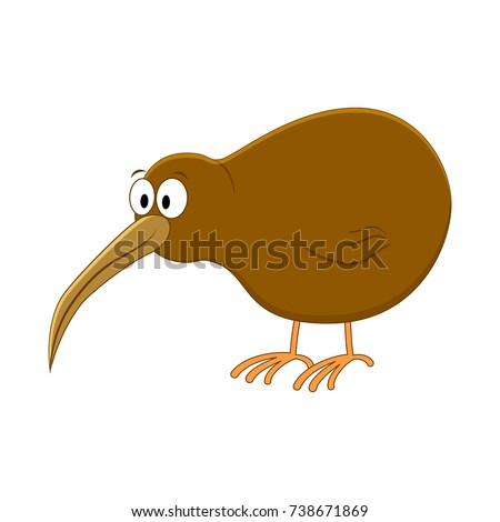 Cute cartoon kiwi bird. Vector illustration. Isolated on white background