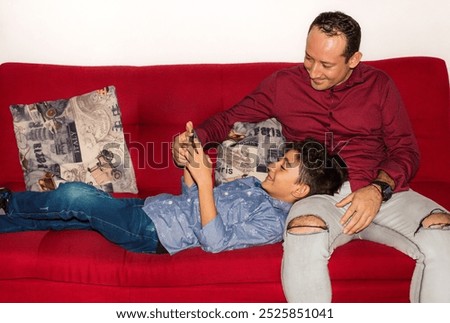 Similar – Image, Stock Photo Latin boy with Down syndrome cooking salad together