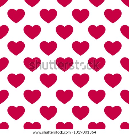 Vector Seamless Pattern With Red Hearts On White Backdrop