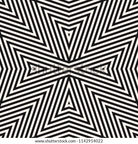 Geometric lines seamless pattern. Vector abstract black and white linear background. Modern decorative graphic texture with triangles, stripes. Creative geometry design for decor, wallpapers, prints