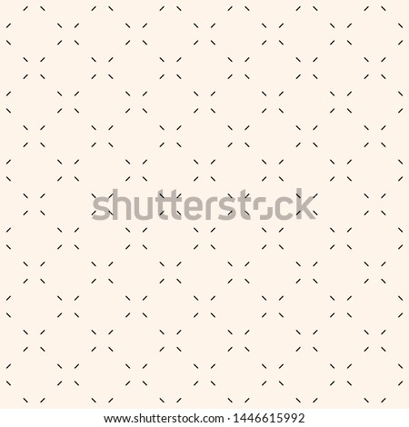 Vector minimalist seamless pattern. Simple black and white minimal geometric texture. Abstract monochrome background with small floral shapes, lines. Subtle design for decor, wallpapers, fabric, web