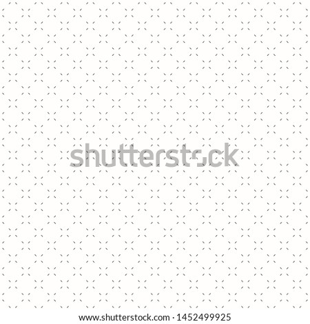 Vector minimalistic seamless pattern. Subtle black and white minimal geometric texture. Abstract monochrome background with small floral shapes, tiny lines. Delicate design for decor, wallpaper, web