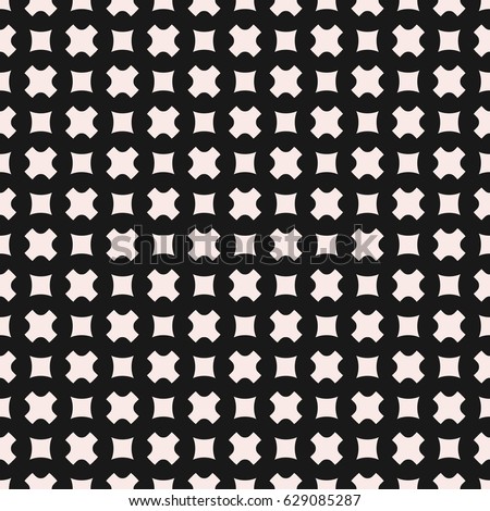 Vector seamless pattern, stylish monochrome geometric texture with small smooth crosses & squares. Black & beige colors. Abstract dark repeat background for tileable print, covers, textile, fabric