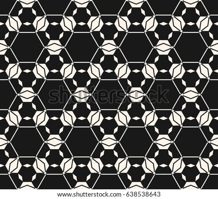 Lace vector texture, subtle seamless pattern. Abstract monochrome delicate background, hexagonal lattice, angular geometric shapes, thin lines. Dark design element for prints, covers, stationery, web