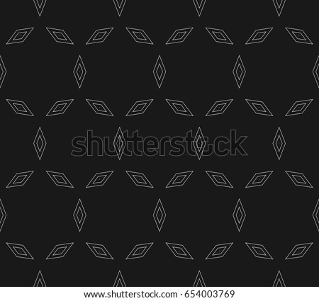 Vector minimalist seamless pattern with thin outline rhombuses, simple monochrome geometric texture. Abstract minimalistic background, repeat tiles. Stylish black design for decor, cover, digital, web
