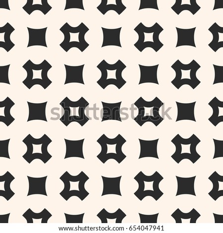 Vector seamless pattern, simple geometric texture with rounded squares, smooth perforated crosses in staggered array. Stylish abstract minimalist background. Design element for prints, decor, fabric