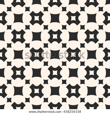 Vector seamless pattern, simple geometric texture with rounded squares, smooth carved crosses in staggered array. Stylish abstract minimalist background. Design element for prints, decor, fabric, web