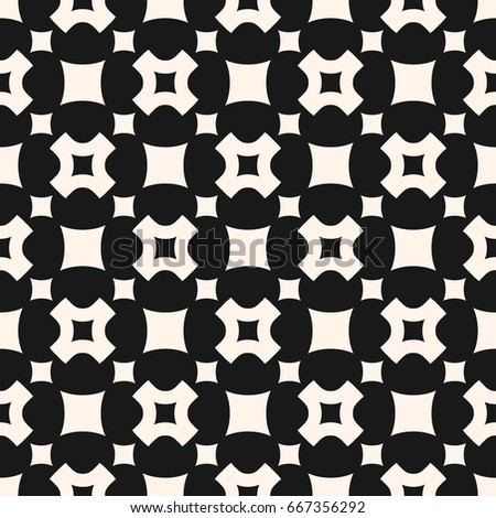 Vector seamless pattern, simple geometric texture with rounded squares, smooth carved crosses in staggered array. Dark abstract minimalist background. Design element for prints, decor, textile, covers