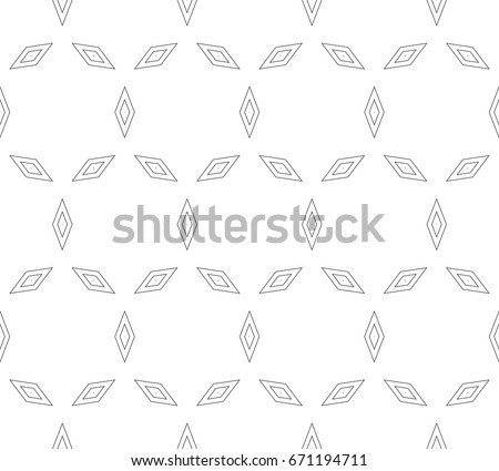 Vector minimalist seamless pattern with thin outline rhombuses, simple monochrome geometric texture. Abstract minimalistic background, repeat tiles. Stylish design element for decor, textile, prints