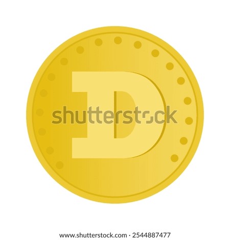 Dogecoin coin vector icon. Cryptocurrency sign in gold color isolated on white background.