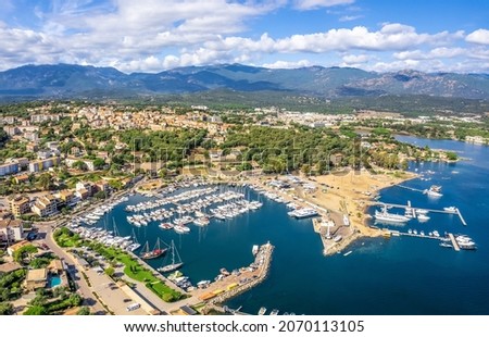 Landscape with aerial view of Porto-Vecchio, Corsica, France Stock foto © 