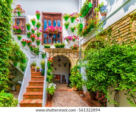 Similar – Image, Stock Photo Courtyard of an old house with a cloud