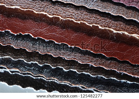 Stack of Artificial Leather Samples Close-Up