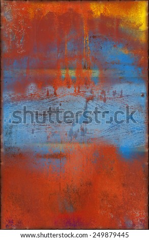 Colorful Red and Blue Metal Background with Rusty Seams Along Edges (Part of Colorful Metal Textures set, which includes 12 textures that fit together perfectly to form a huge image)