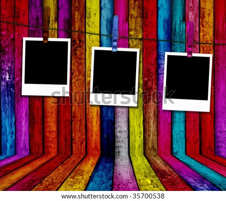 Three Blank Photos in Wooden room. Welcome! More similar images available.