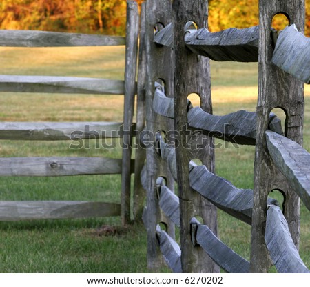 close up of a split rail fence