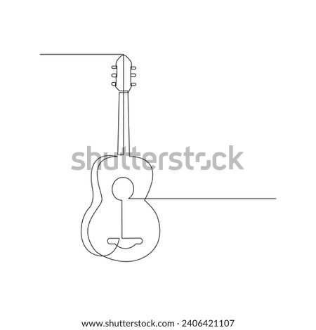 Vector guitar continuous  One line sketch drawing concept of music illustration and minimalistic