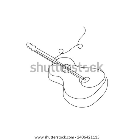 Vector guitar continuous  One line sketch drawing concept of music illustration and minimalistic