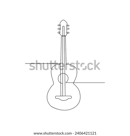 Vector guitar continuous  One line sketch drawing concept of music illustration and minimalistic