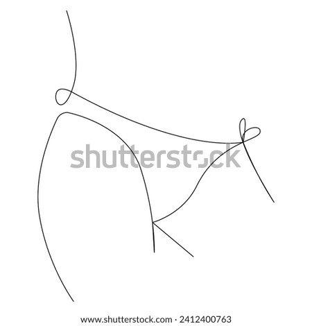 Vector One continuous line art drawing of women's panties isolated on white background minimal