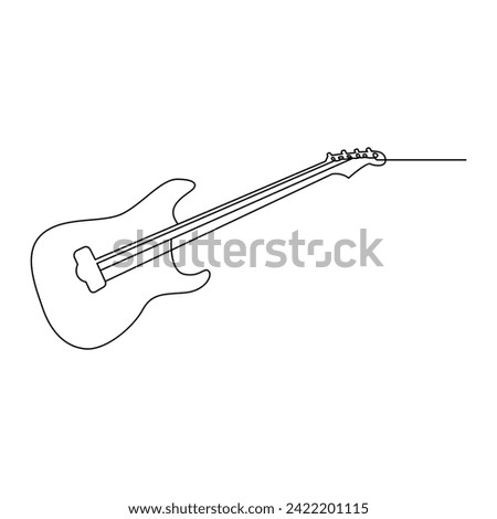 Vector continuous liner art drawing of acoustic guitar concept of music studio