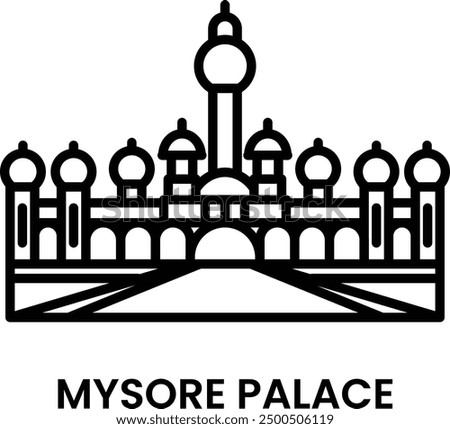 Mysore Palace, Mysore, Karnataka, India. minimalist line art icon, a historical landmark for web, mobile apps and UI.