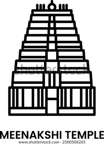 Meenakshi Amman Temple, Madurai, Tamil Nadu, India. minimalist line art icon, a historical landmark for web, mobile apps and UI.