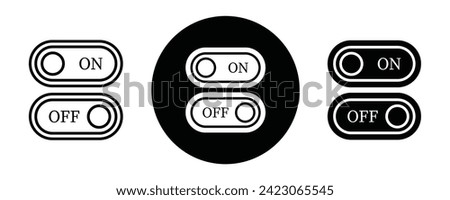 On off switch button slider toggle outline icon collection or set. On off slider toggle Thin vector line art
