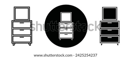 Dresser outline icon collection or set. Dresser Thin vector line art