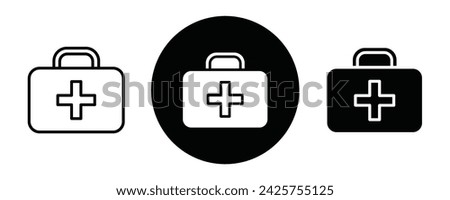 First aid box outline icon collection or set. First aid box Thin vector line art