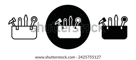 Tools box outline icon collection or set. Tools box Thin vector line art