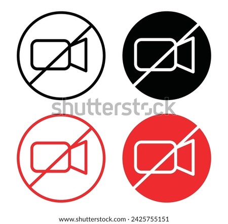 Video off social media outline icon collection or set. Video off social media Thin vector line art