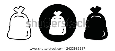 Trash bag outline icon collection or set. Trash bag Thin vector line art